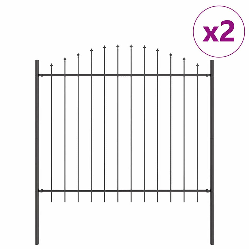 vidaXL Garden Fence 2 pcs Grey 170 x 165 cm Powder-Coated Steel