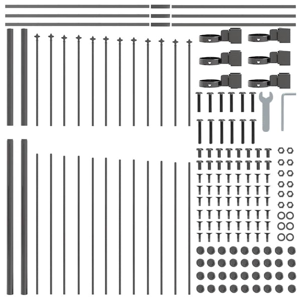 Gartenzaun 2er Set Grau Stahl 170x215cm