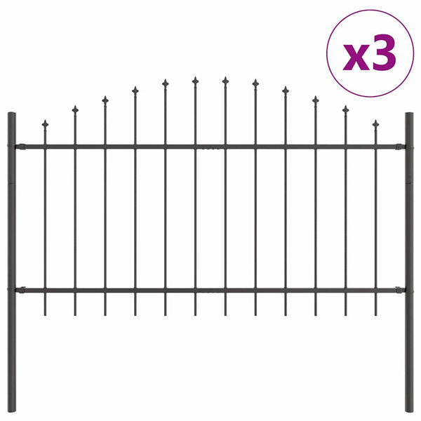 Gartenzaun 3er Set Grau, 170x140 cm
