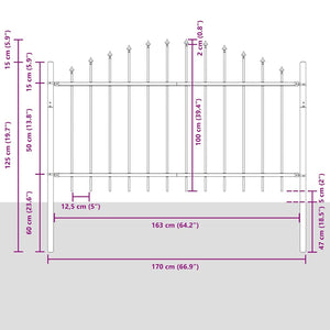 Gartenzaun 3er Set Grau, 170x140 cm
