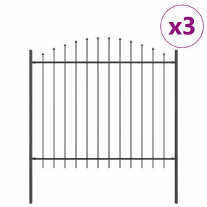 Gartenzaun 3er Set Grau 170x165cm Stahl