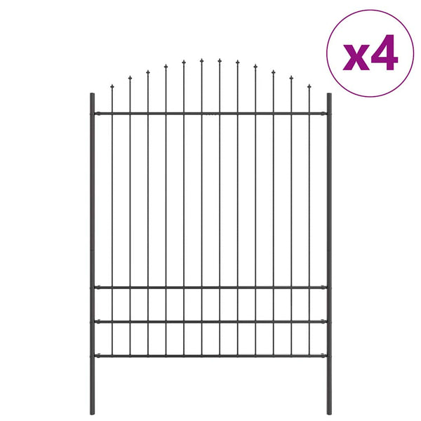 Gartenzaun Set Grau Stahl 170x225cm 4-teilig