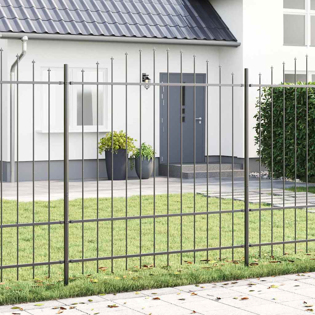 Gartenzaun 6er Set Grau Stahl