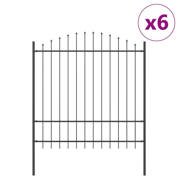 Gartenzaun 6er Set Grau Stahl