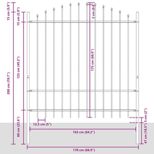 Gartenzaun 6er Set Grau Stahl