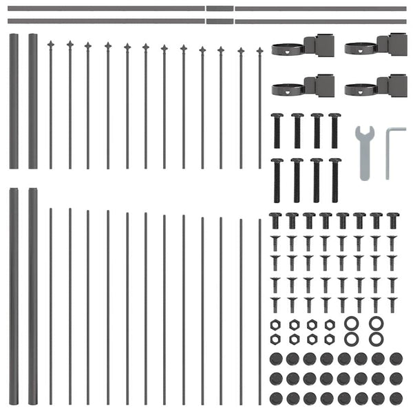 Gartenzaun Set Grau, 7-teilig