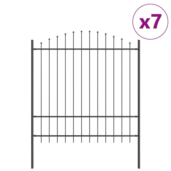 vidaXL Clôture de jardin 7 pcs Gris 170 x 215 cm Acier enduit de poudre