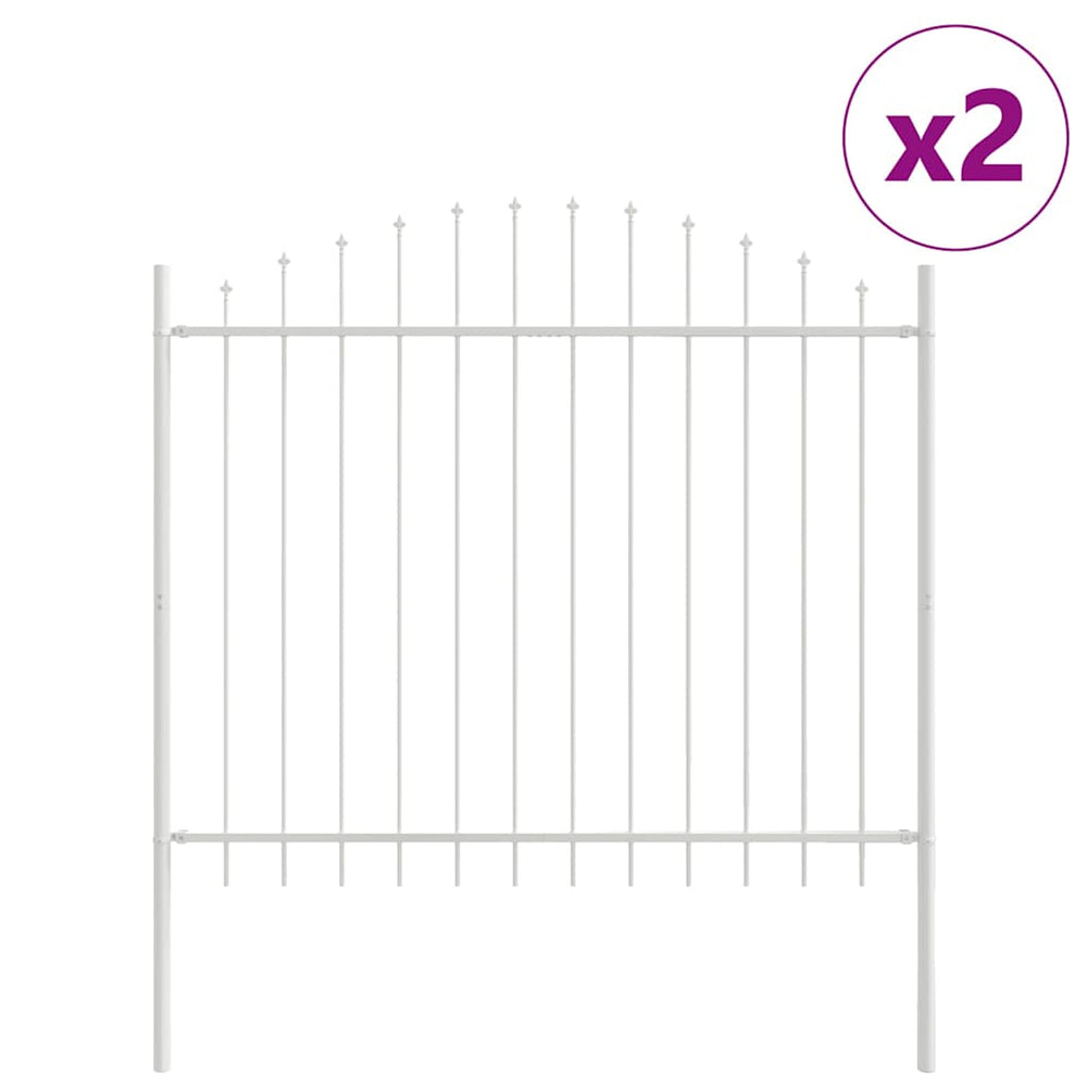 vidaXL Garden Fence 2 pcs White 170 x 190 cm Powder-Coated Steel