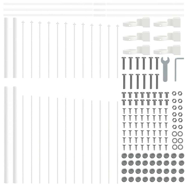 Gartenzaun Set Weiß, 3-teilig