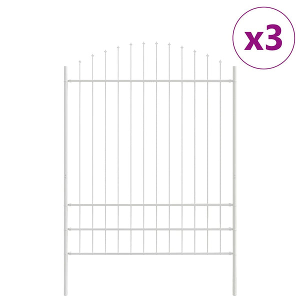 Gartenzaun 3er Set Weiß Stahl 170x225cm