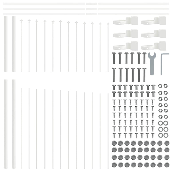 Gartenzaun Set Weiß Stahl 170x215cm