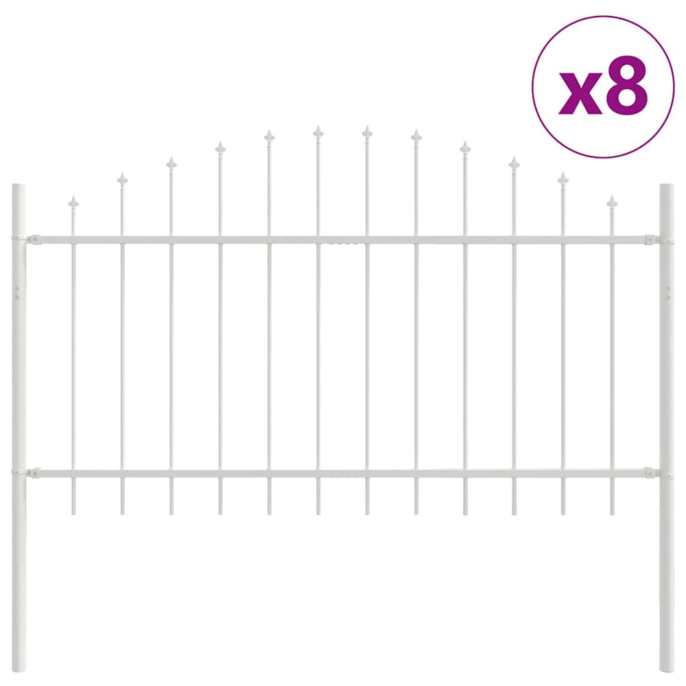 vidaXL Clôture de jardin 8 pcs Blanc 170 x 140 cm Acier poudré
