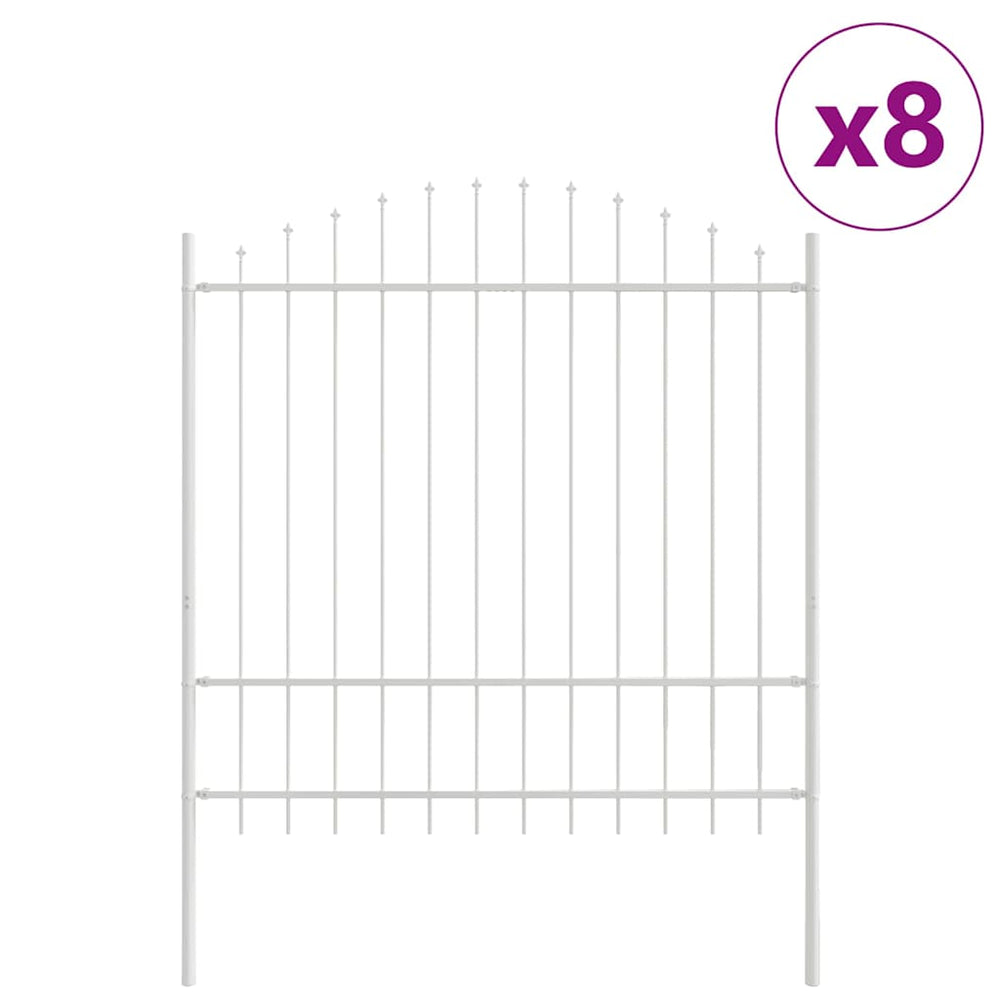 vidaXL Clôture de jardin 8 pcs Blanc 170 x 215 cm Acier thermolaqué