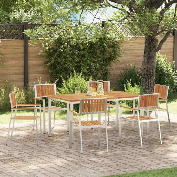 Outdoor Esstisch-Set 7-teilig Akazie Braun