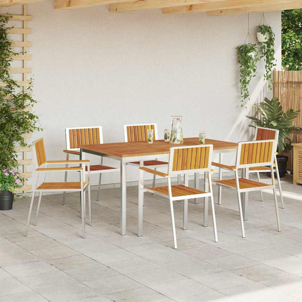 Outdoor Esstisch-Set 7-teilig Akazie Braun