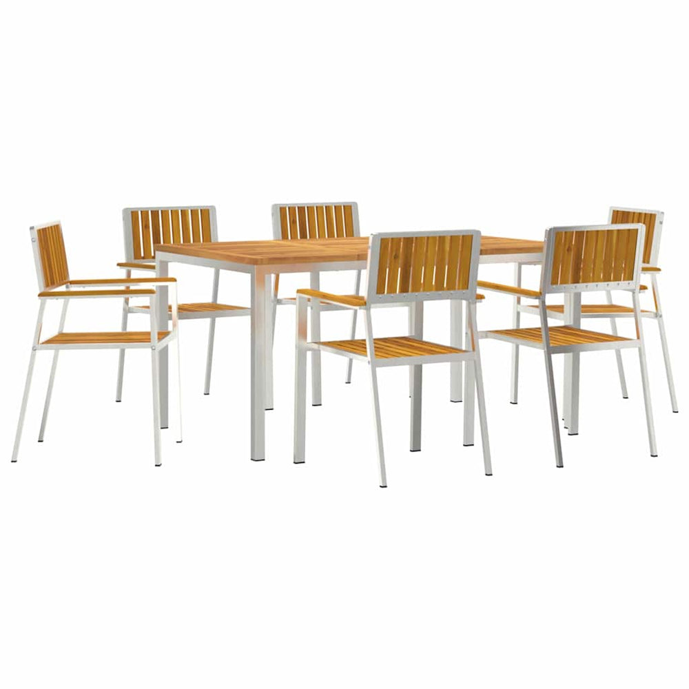 Outdoor Esstisch-Set 7-teilig Akazie Braun