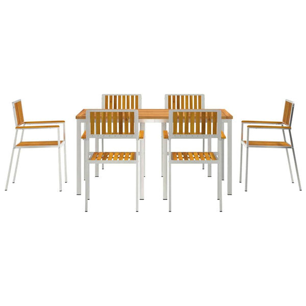 Outdoor Esstisch-Set 7-teilig Akazie Braun