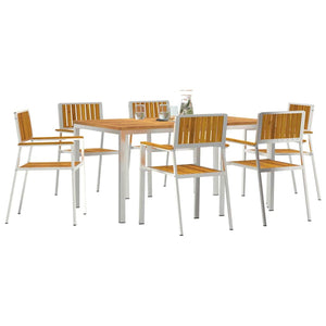 Outdoor Esstisch-Set 7-teilig Akazie Braun