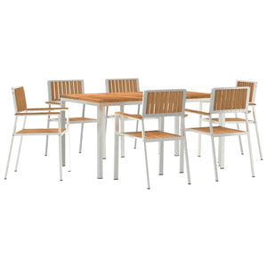 Gartentisch Set 7-teilig Braun Teakholz