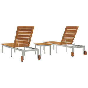 2-Personen Sonnenliege Akazie mit Tisch