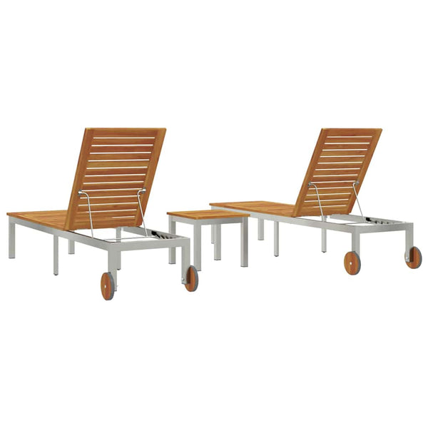 2-Personen Sonnenliege Akazie mit Tisch