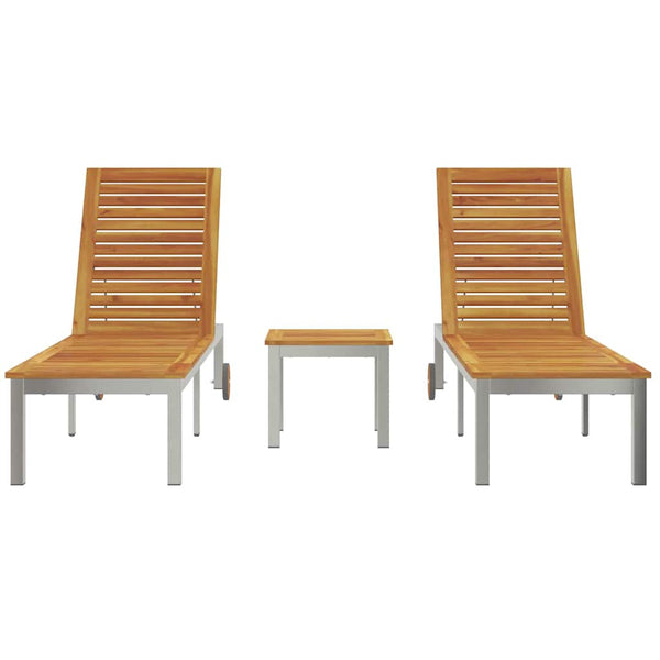 2-Personen Sonnenliege Akazie mit Tisch