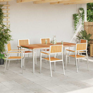 Gartenstühle 6er Set Teakholz Braun