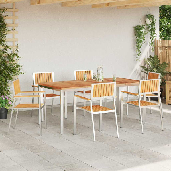 Gartenstühle 6er Set Teakholz Braun
