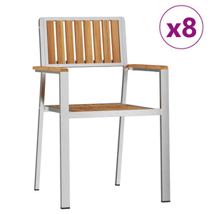 Gartenstuhl 8er Set Teakholz Braun