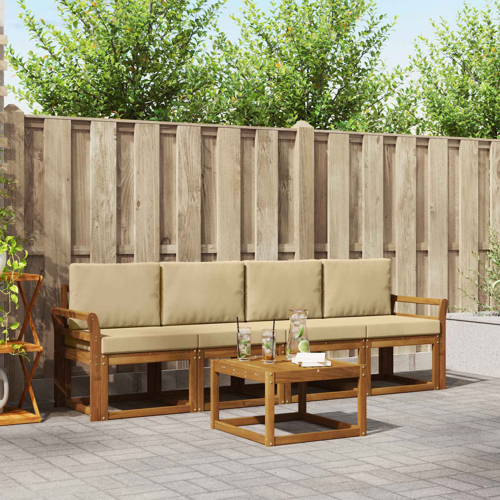 5-teilige Outdoor-Sofagarnitur Akazie