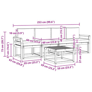 5-teilige Outdoor-Sofagarnitur Akazie