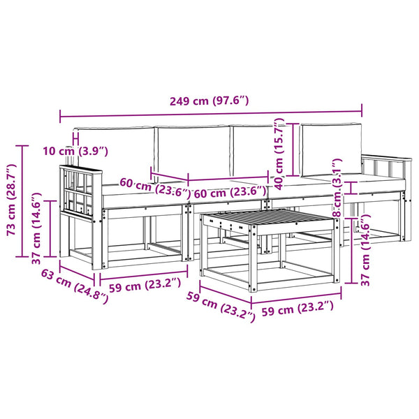 5-teilige Outdoor-Sofagarnitur aus Akazienholz