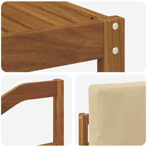 vidaXL Salon de jardin 9 pcs Nature et Beige Bois d'acacia massif