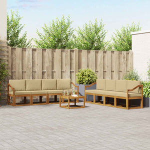 vidaXL Salon de jardin 9 pcs Nature et Beige Bois d'acacia massif
