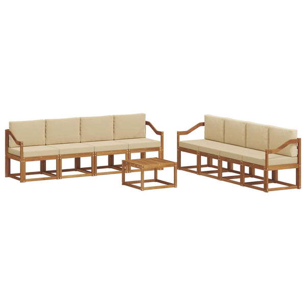 vidaXL Salon de jardin 9 pcs Nature et Beige Bois d'acacia massif
