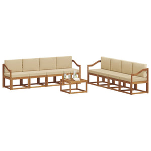 vidaXL Salon de jardin 9 pcs Nature et Beige Bois d'acacia massif