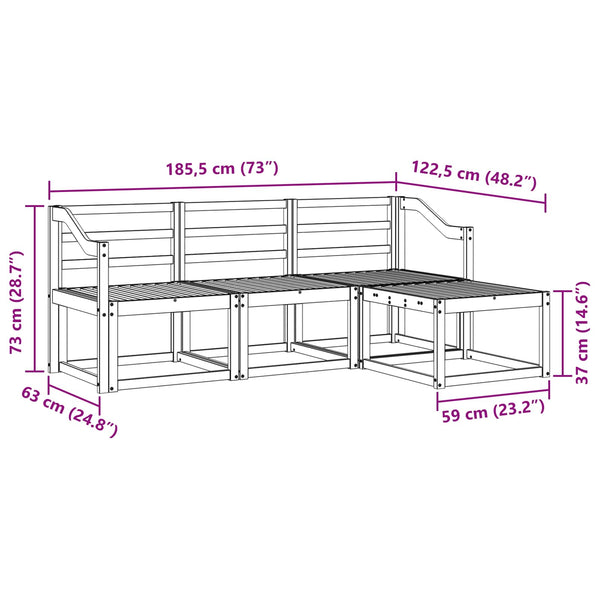 4-teilige Outdoor-Sofagarnitur Natur