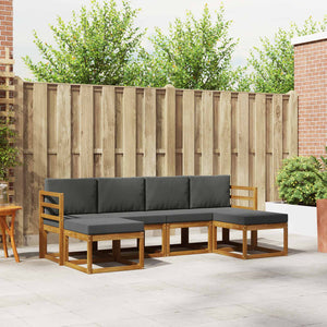 Outdoor Sofagarnitur 6-teilig Holzwerkstoff Natur/Anthrazit