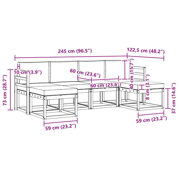 Outdoor Sofagarnitur 6-teilig Holzwerkstoff Natur/Anthrazit