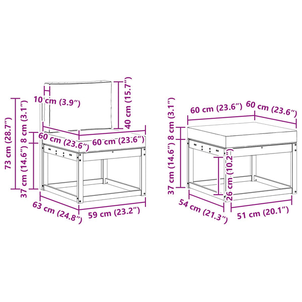 Outdoor Sofagarnitur 6-teilig Holzwerkstoff Natur/Anthrazit