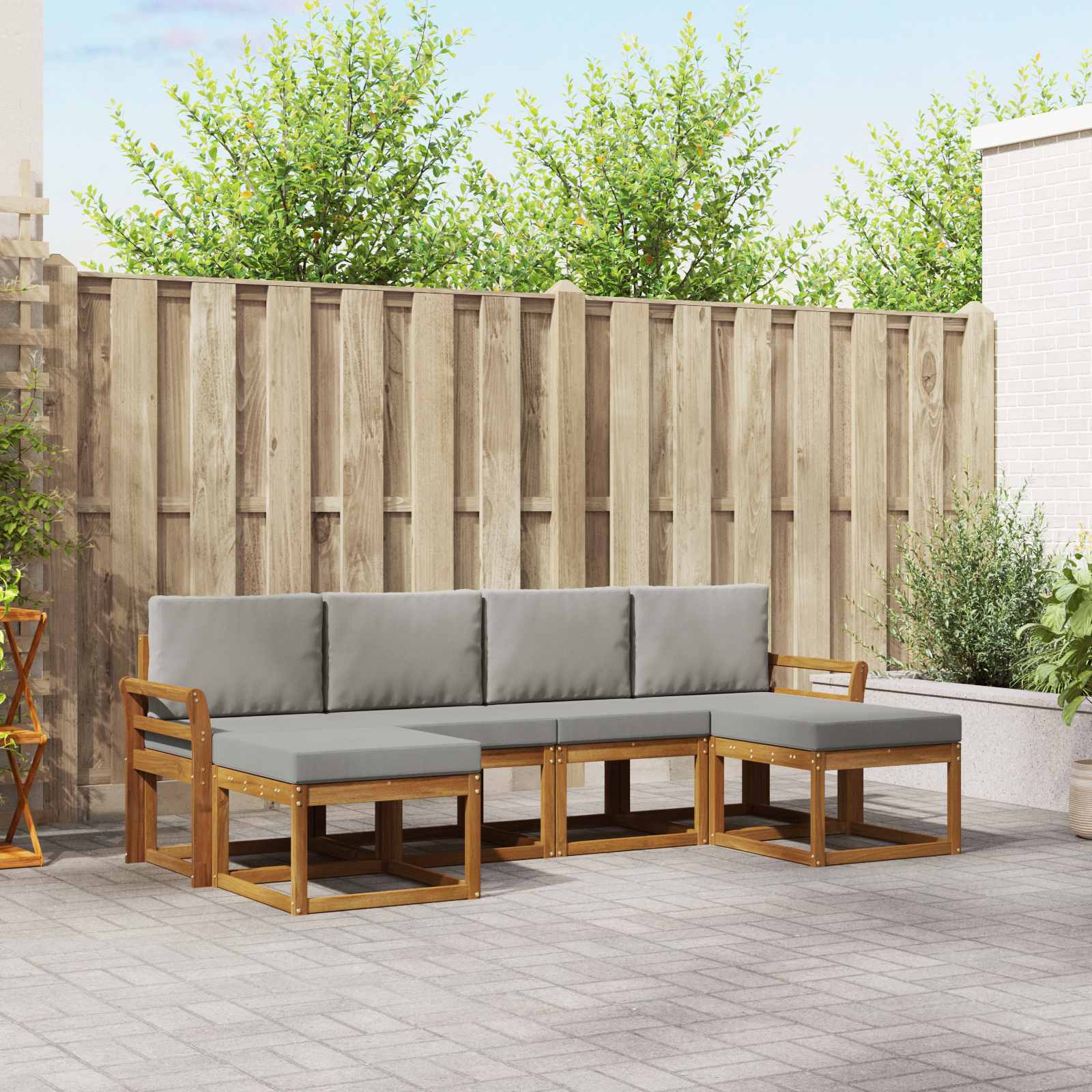 Outdoor Sofa Set 6-teilig Hellgrau