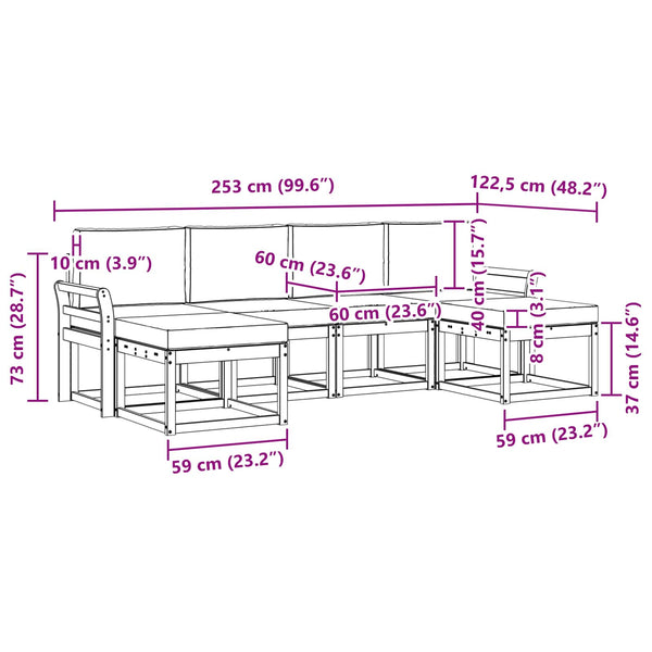 Outdoor Sofa Set 6-teilig Hellgrau
