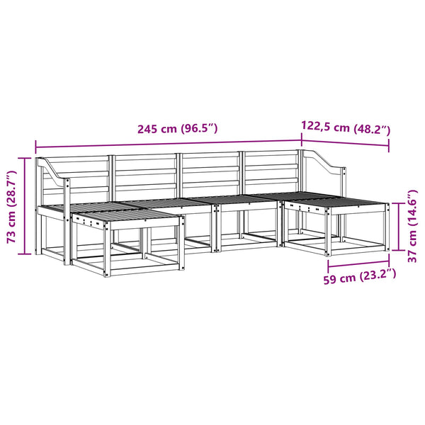 Outdoor Sofagarnitur 6-teilig Holz Natur