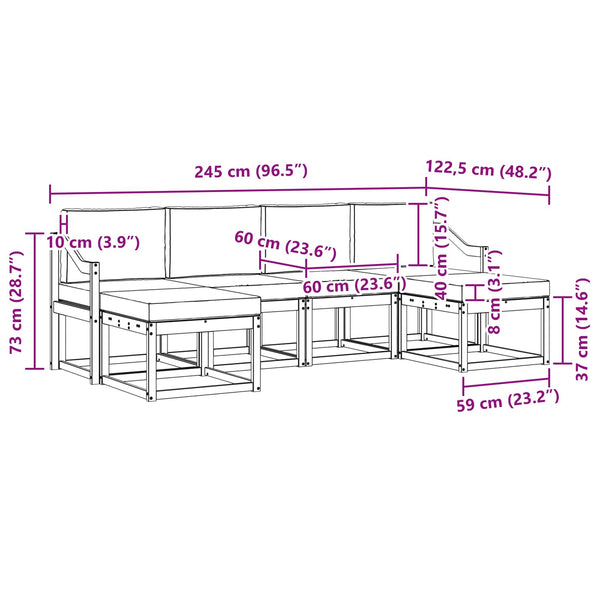 vidaXL Ensemble de canapé d'extérieur 6 pcs Bois d'ingénierie naturel et crème