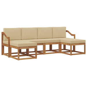 6-teilige Outdoor Sofagarnitur Holzwerkstoff Natur Beige