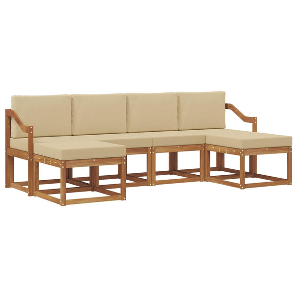 6-teilige Outdoor Sofagarnitur Holzwerkstoff Natur Beige