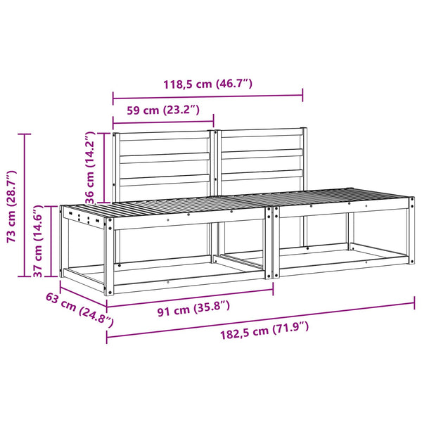 2-teiliges Outdoor-Sofa-Set Natur