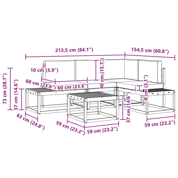 Outdoor Sofa Set mit Kissen, 5-teilig