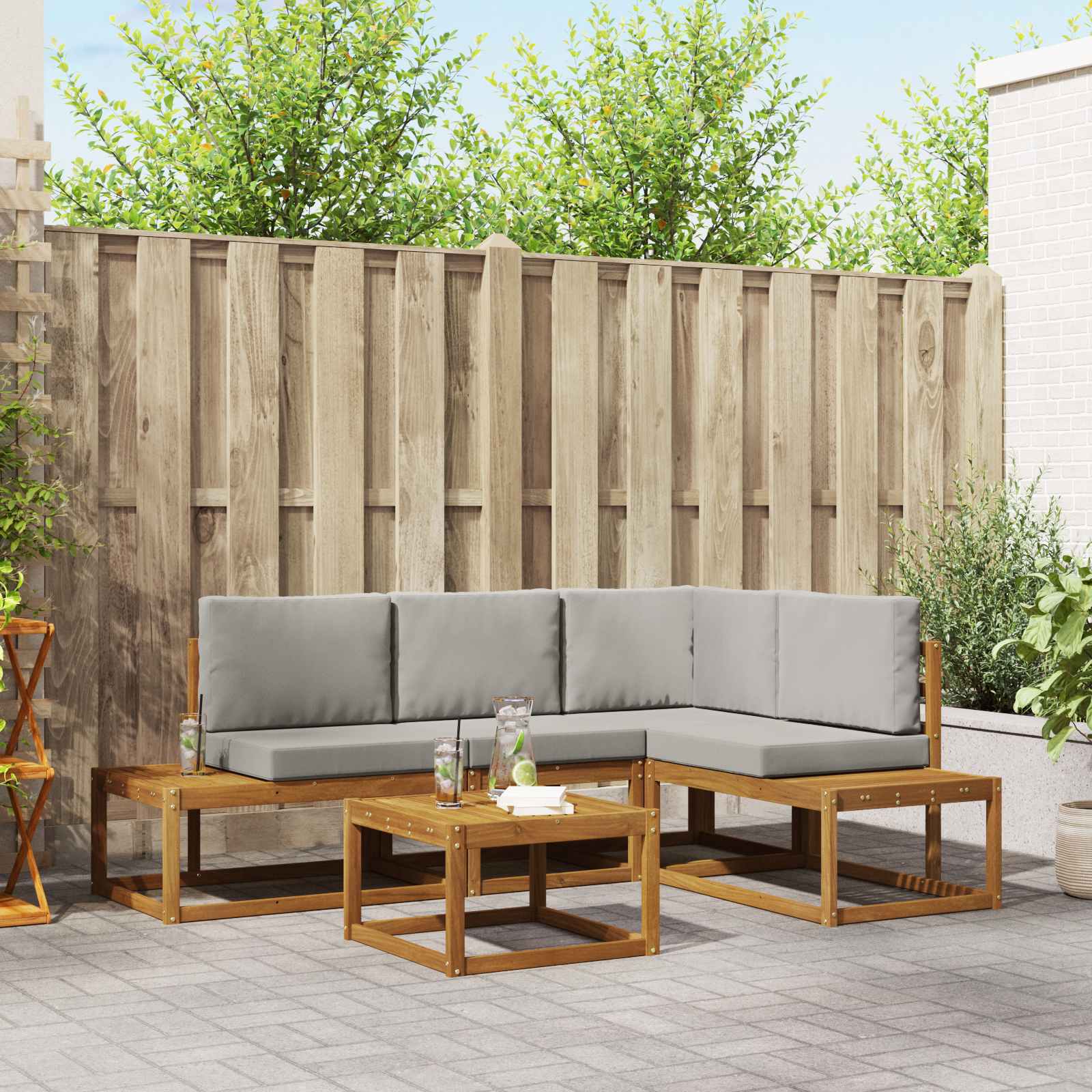 Outdoor Sofagarnitur mit Kissen, 5-teilig