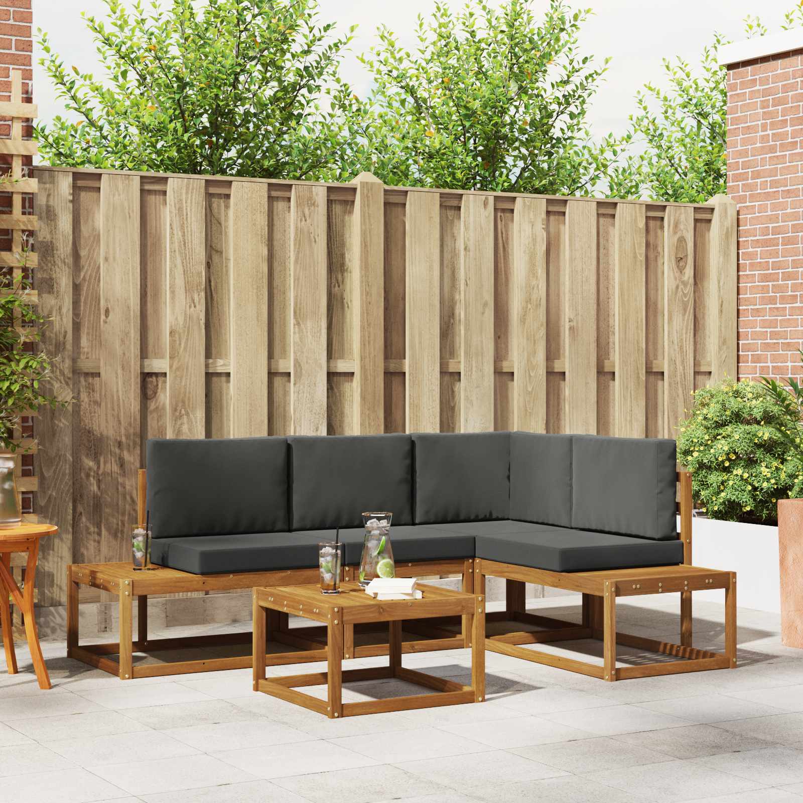 Outdoor Sofa Set mit Kissen, 5-teilig
